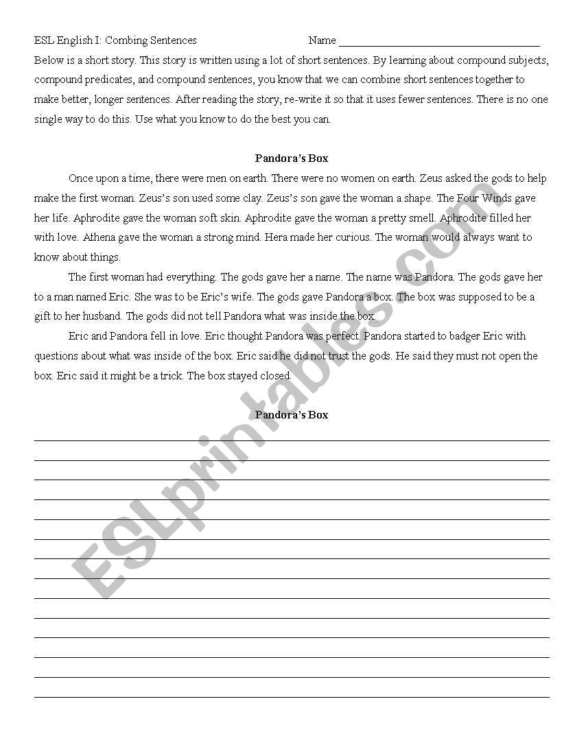 Combining Simple Sentences worksheet