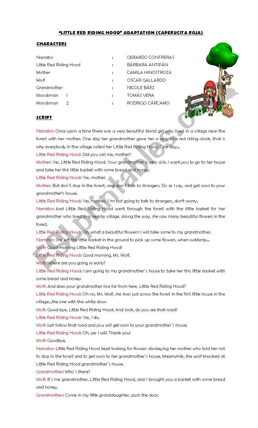 LITTLE RED RIDING HOOD worksheet