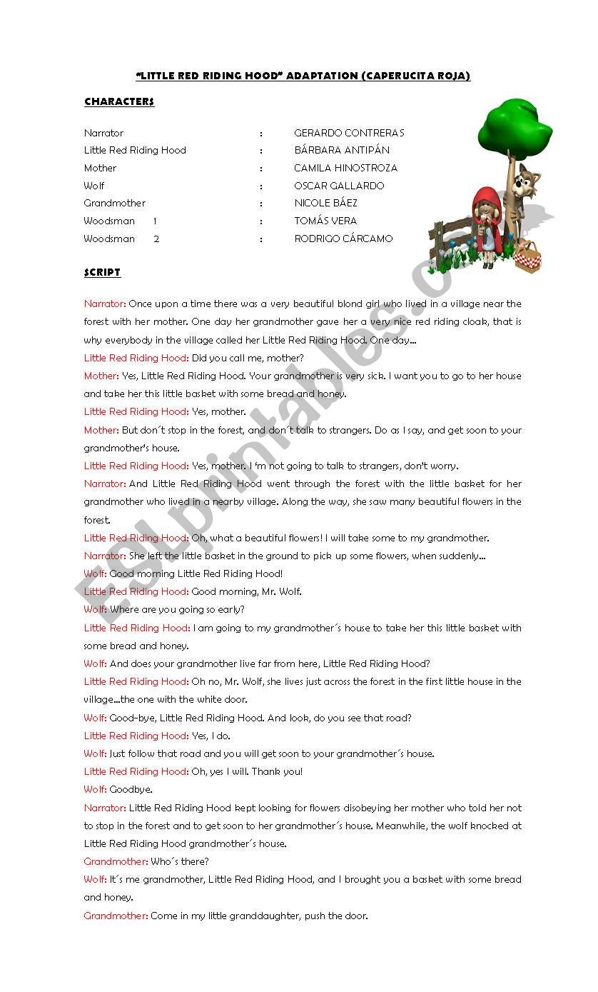 LITTLE RED RIDING HOOD worksheet