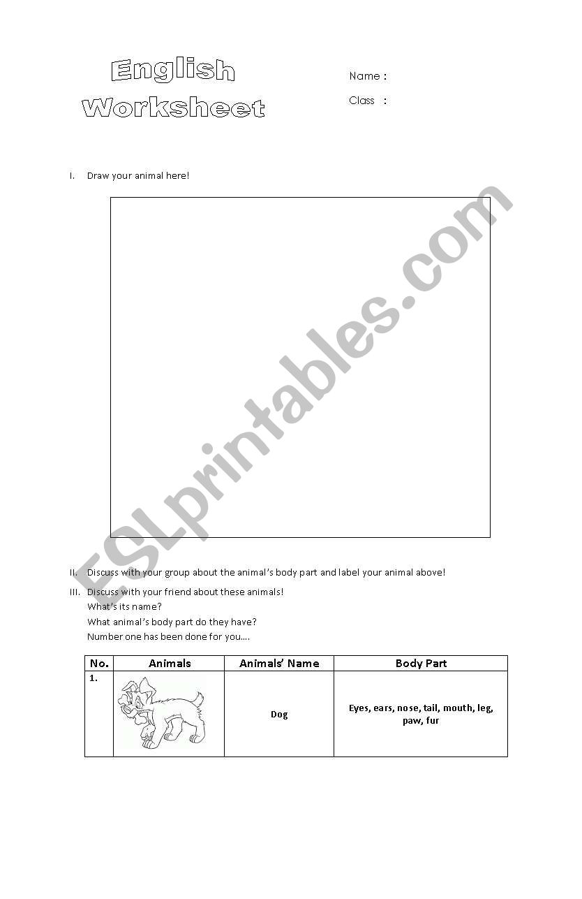 animal worksheet