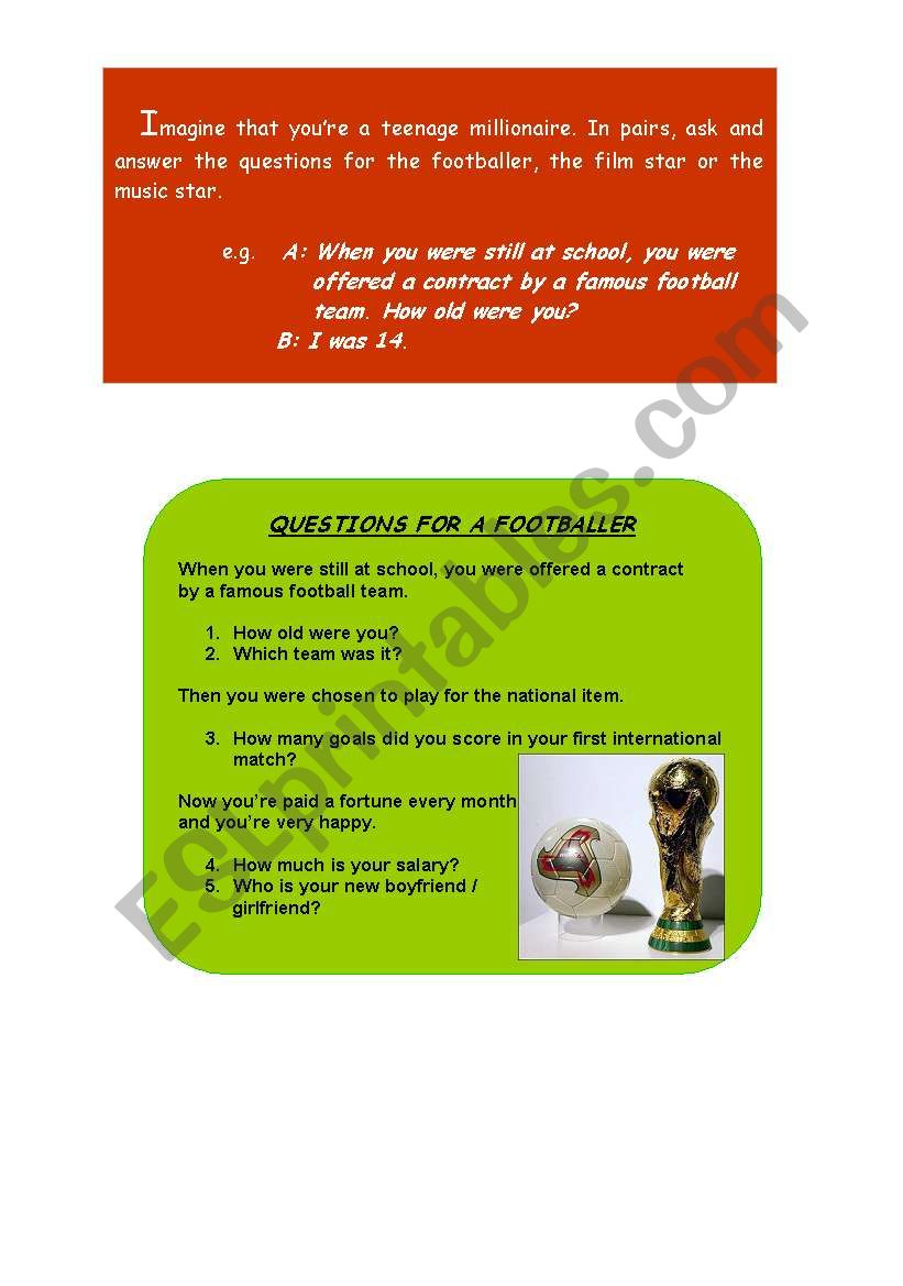 Speaking (Fame and Fortune) worksheet