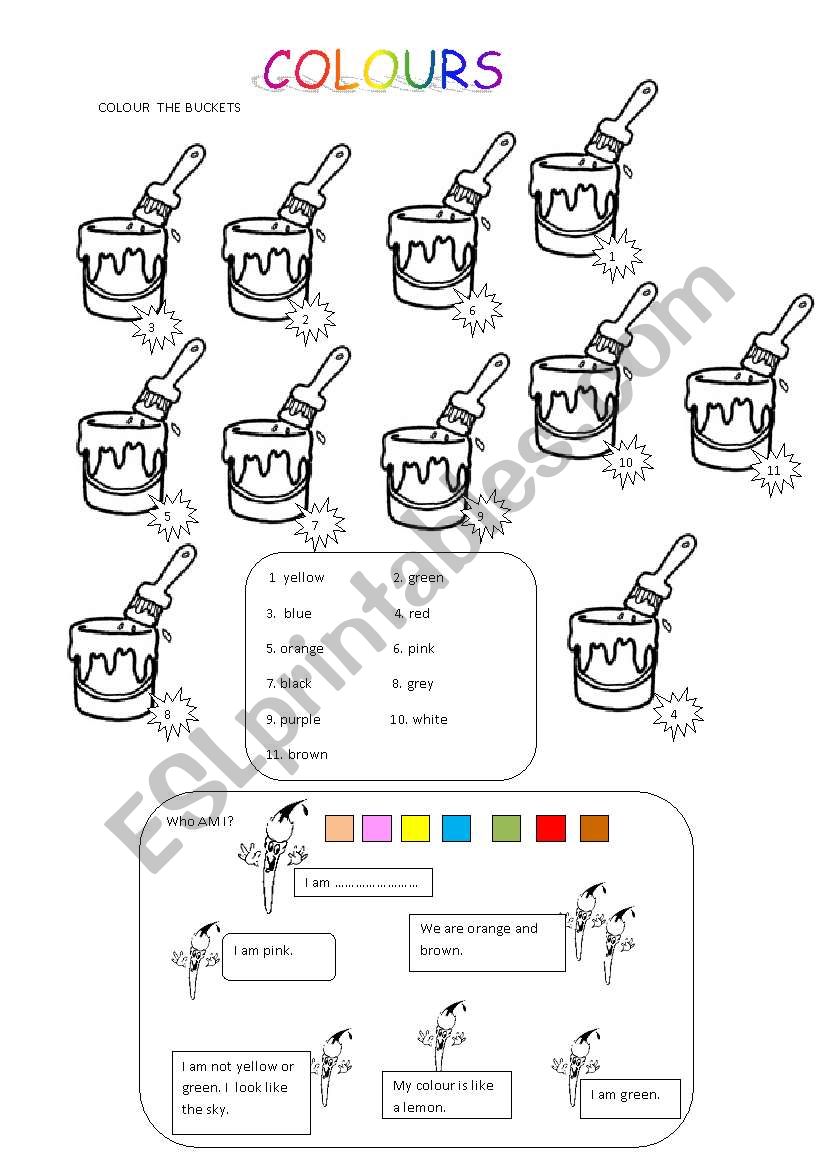 Colours worksheet