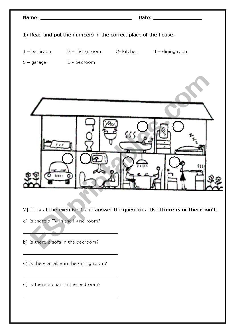 Parts of the house worksheet