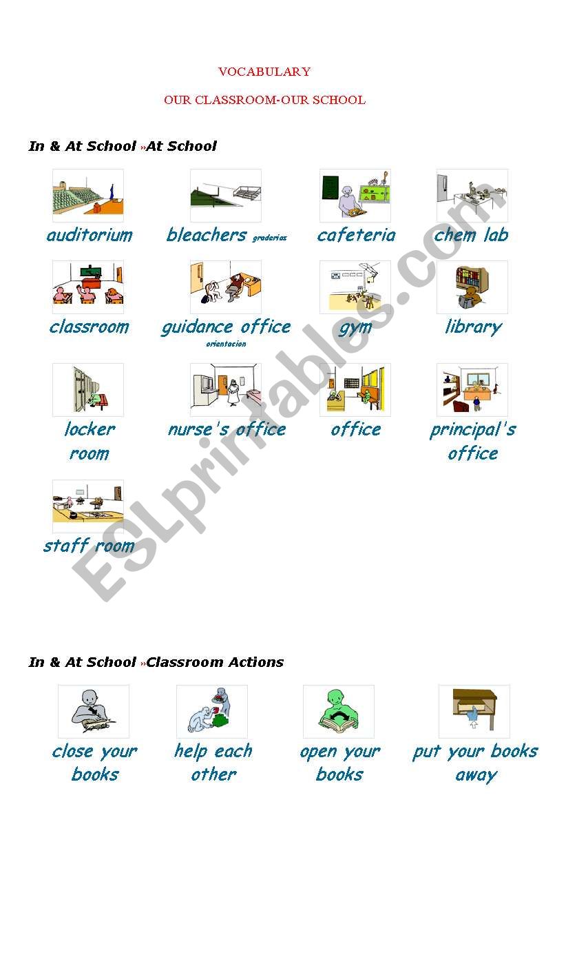 CLASSROOMS ELEMENTS worksheet
