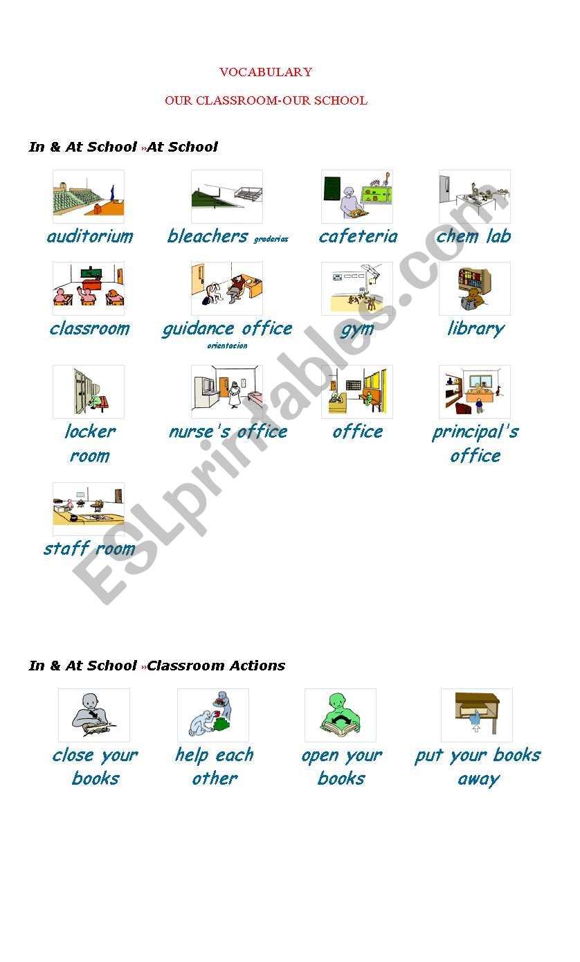 CLASSROOMÂ´S ELEMENTS worksheet