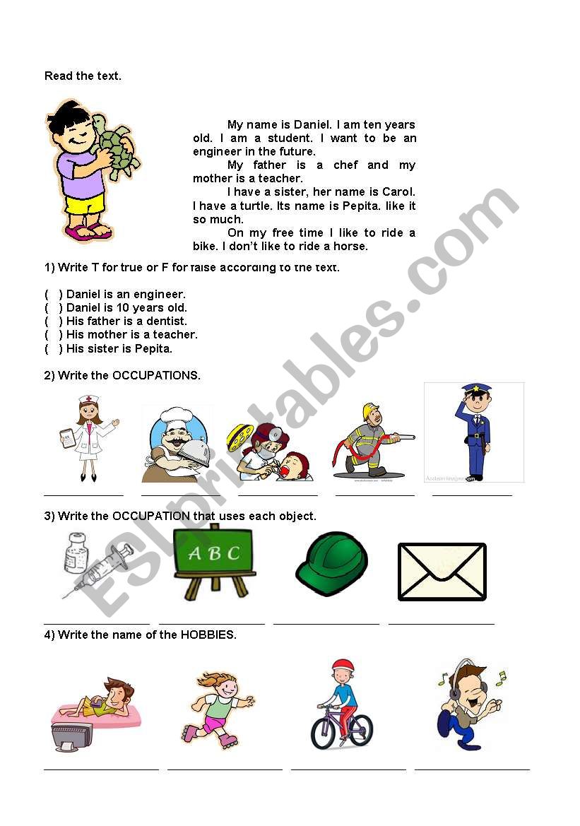 OCCUPATIONS AND HOBBIES worksheet