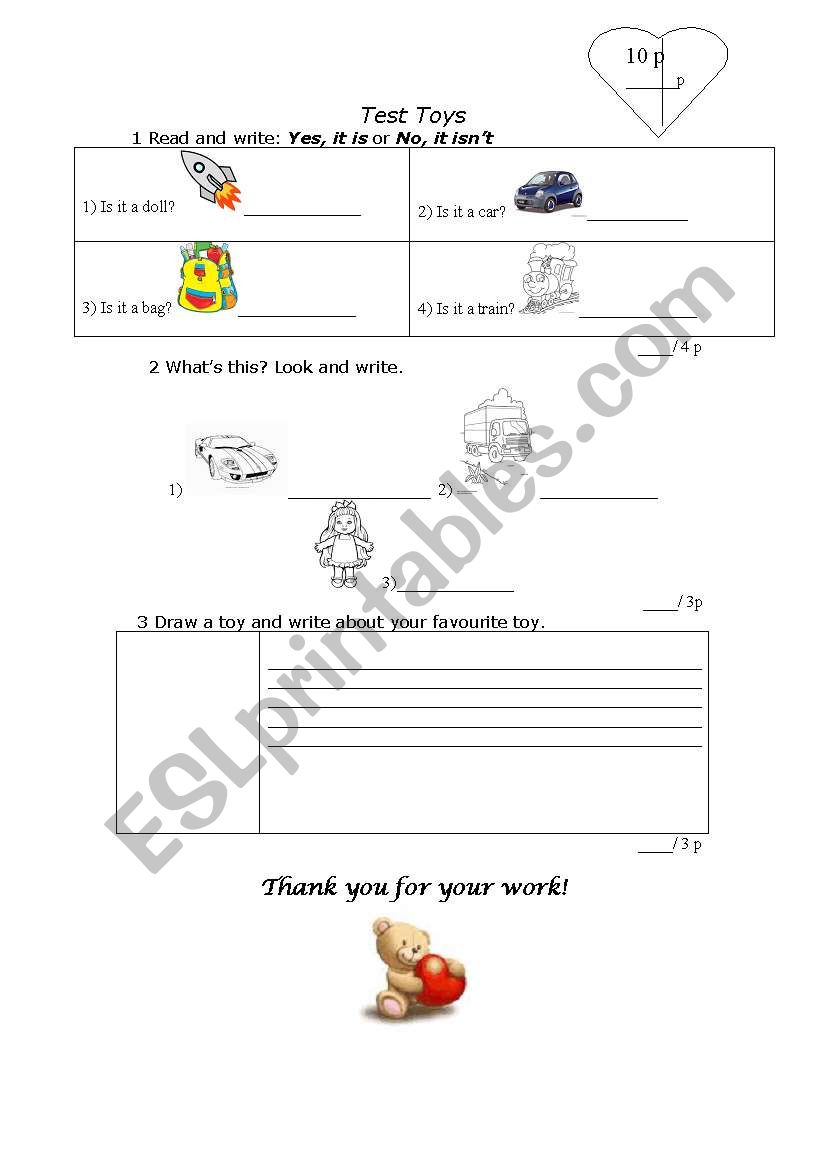 Toys worksheet