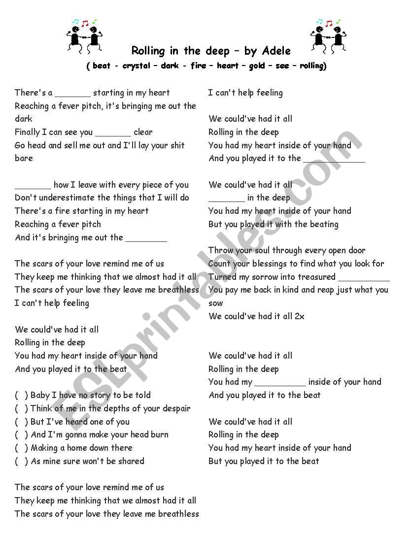 Rolling the deep - Adele worksheet