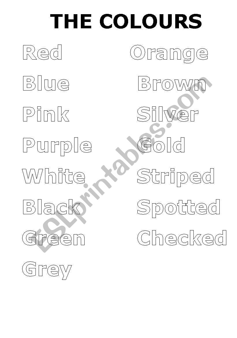 COLOURS worksheet