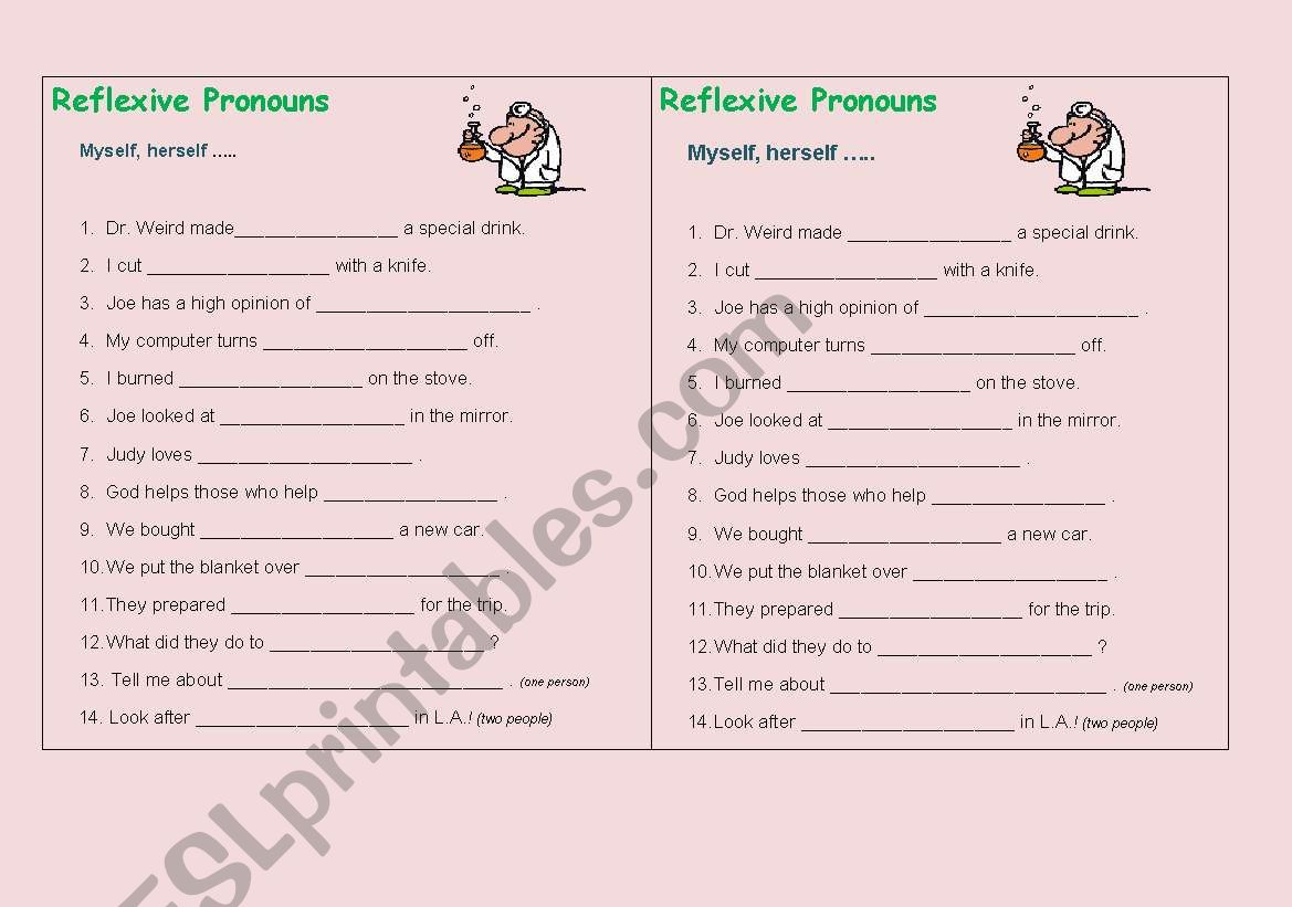 Reflexive pronouns worksheet