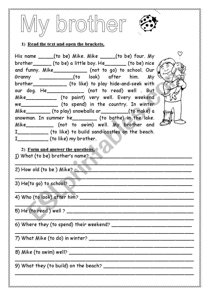 My brother worksheet