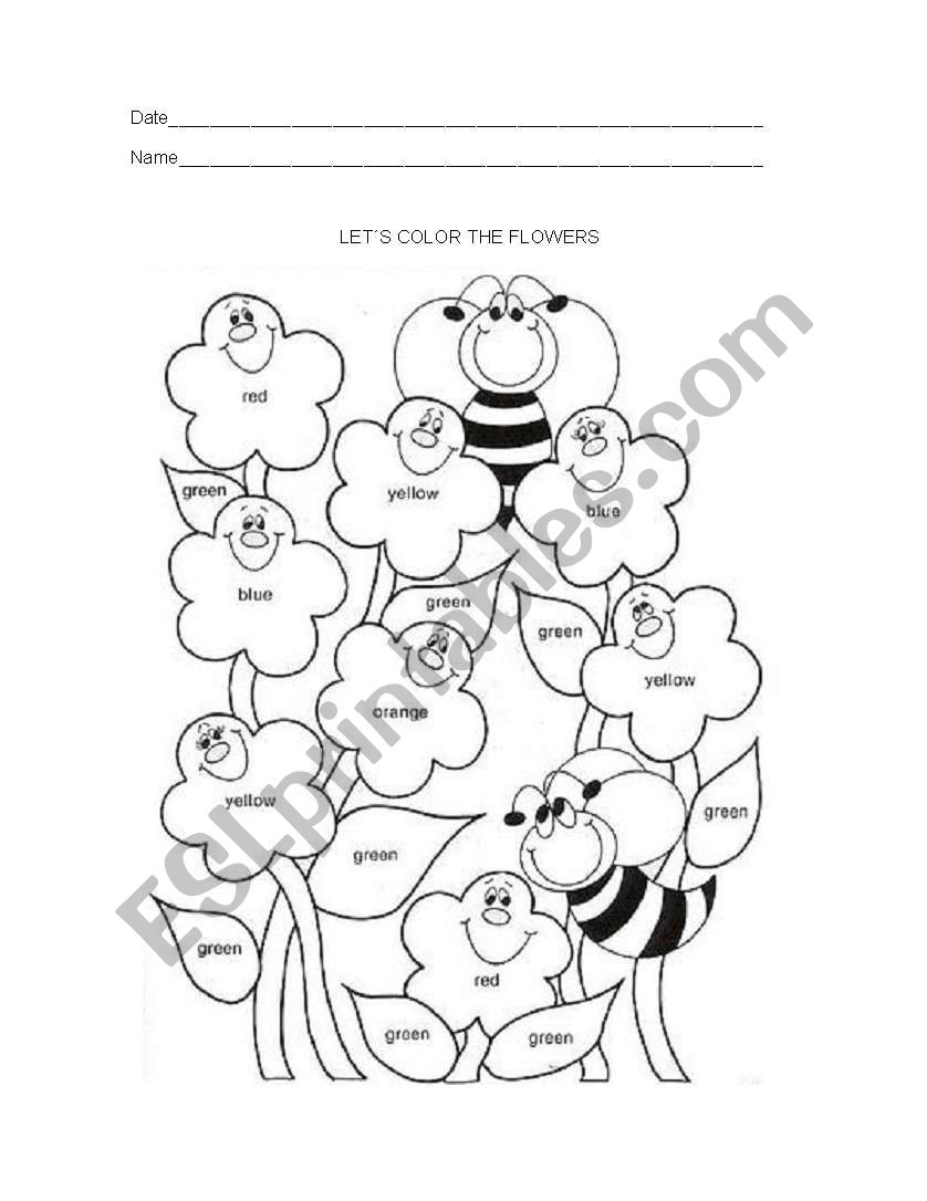 coloring the flowers worksheet