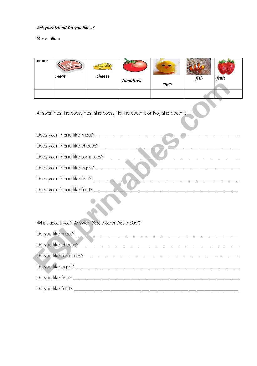 Do you like? worksheet