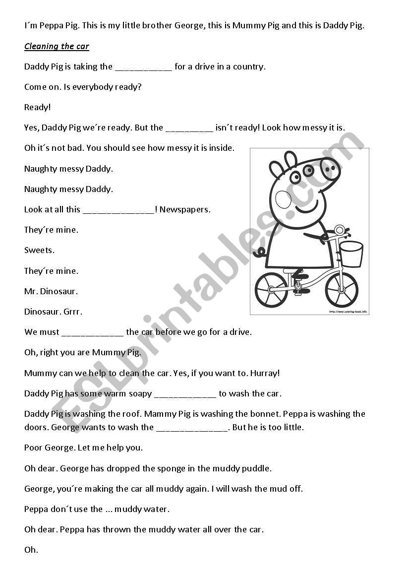 Peppa Pig - Cleaning the Car worksheet