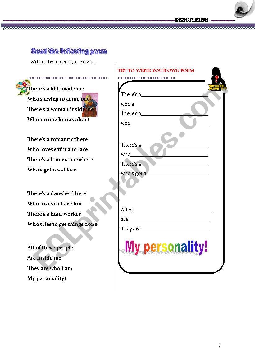 DESCRIBING PEOPLE worksheet