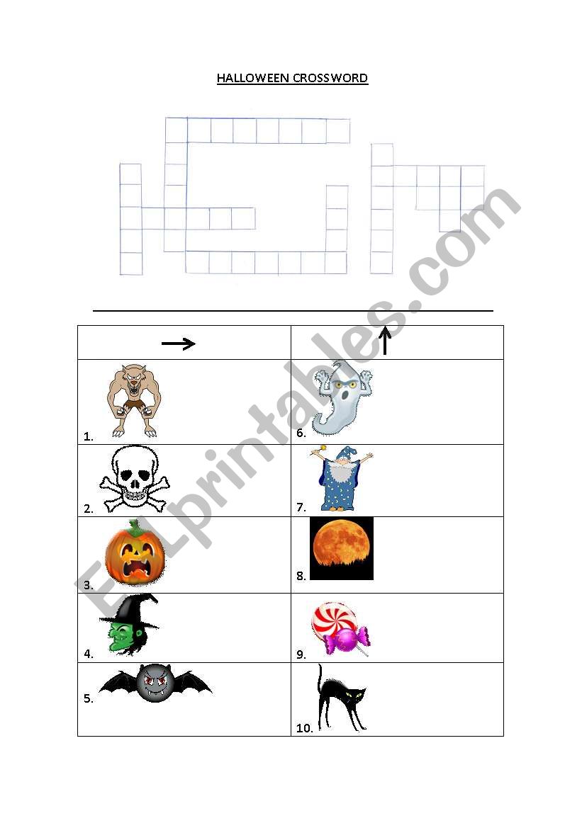 Halloween crossword worksheet