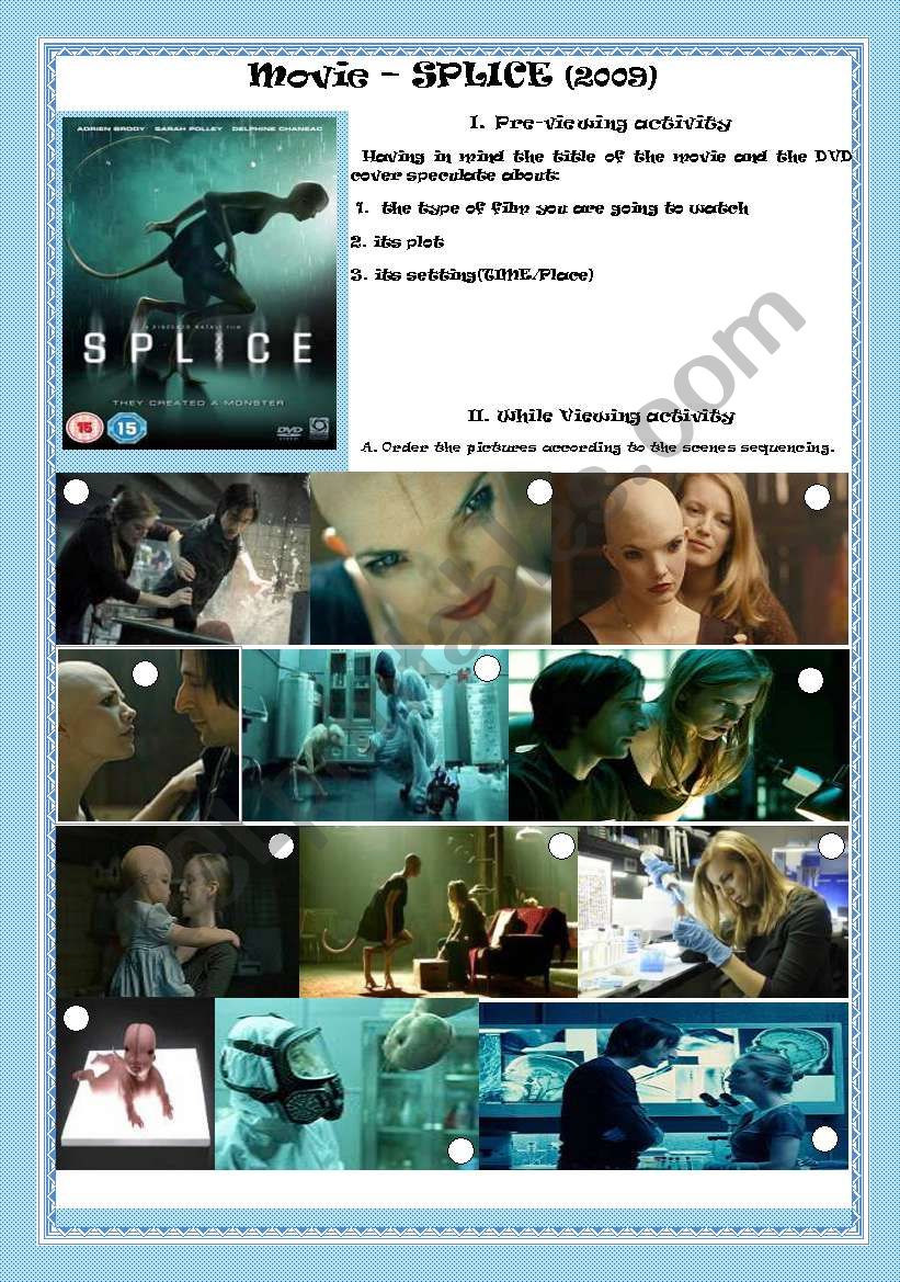 MOVIE- SPLICE(2009) worksheet