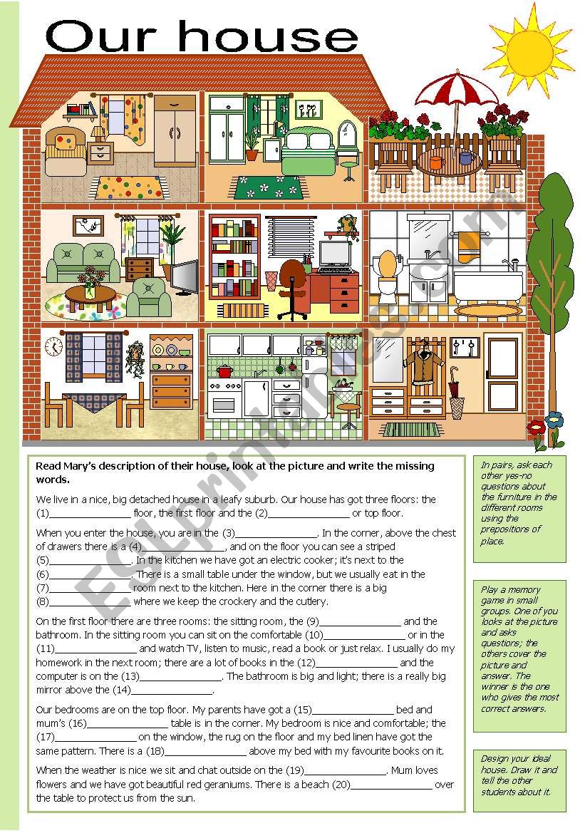 Our house worksheet