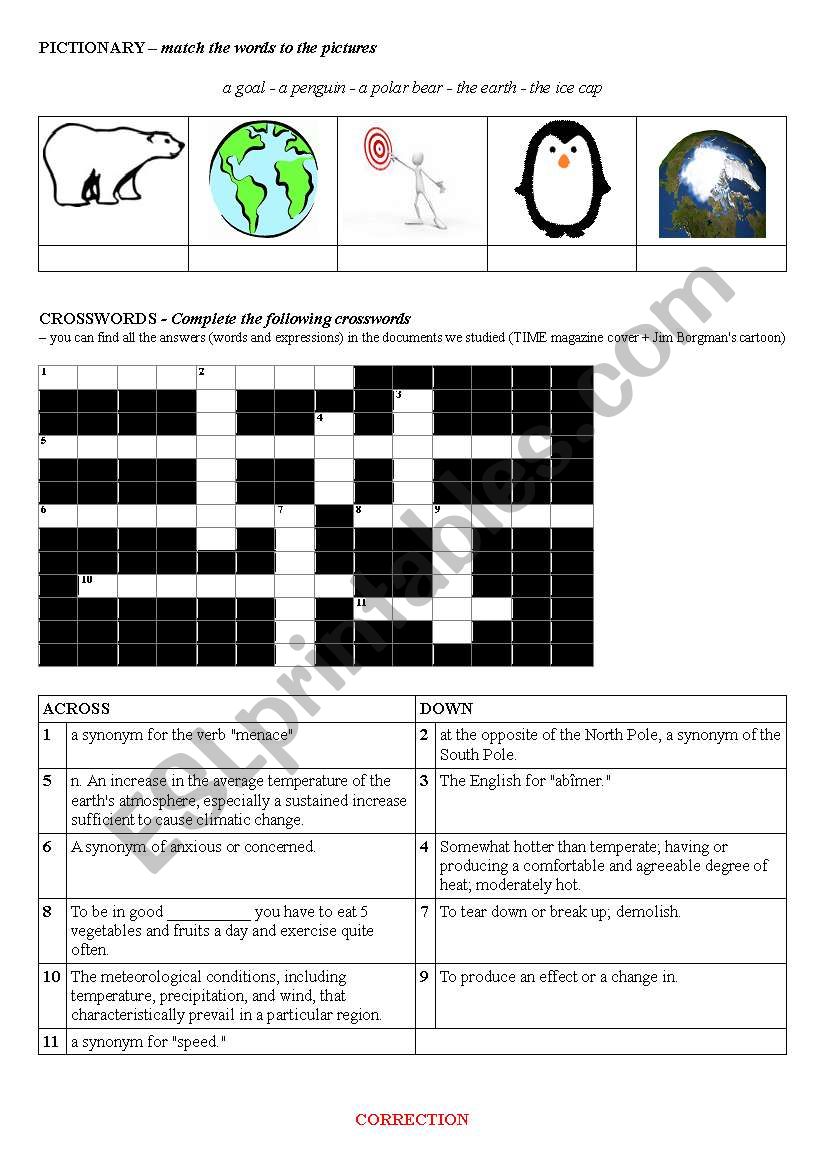 global warming pictionary and crossword