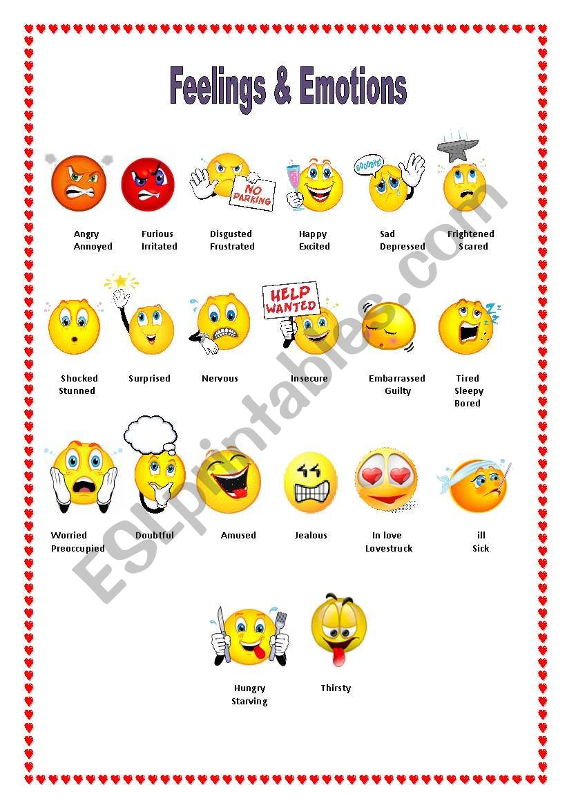 Feelings & emotions. Pictionary with Smileys