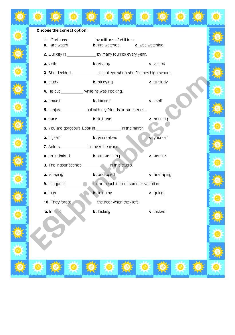 Multiple choice worksheet