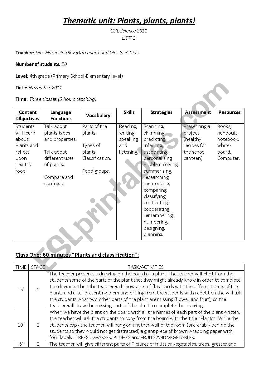 sacience thematic unit worksheet