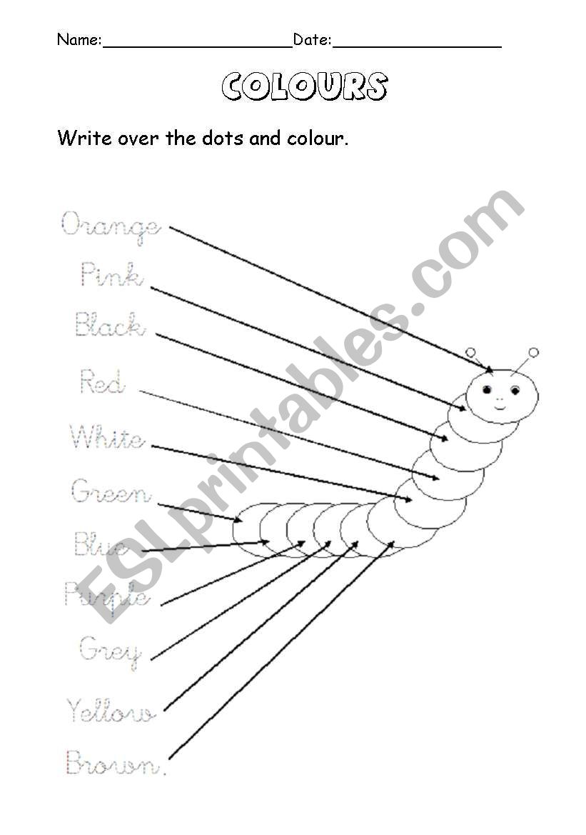 Colours worksheet