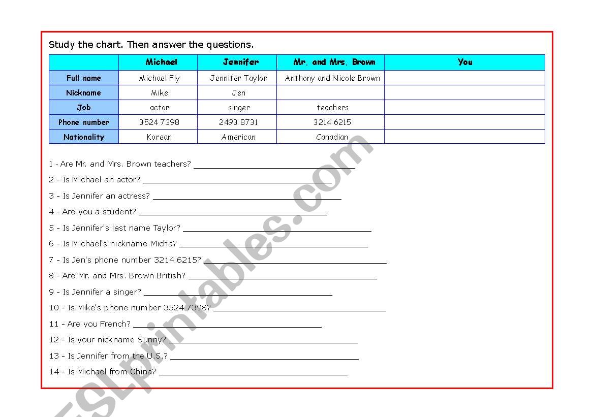 Verb To Be - Yes/No Questions worksheet