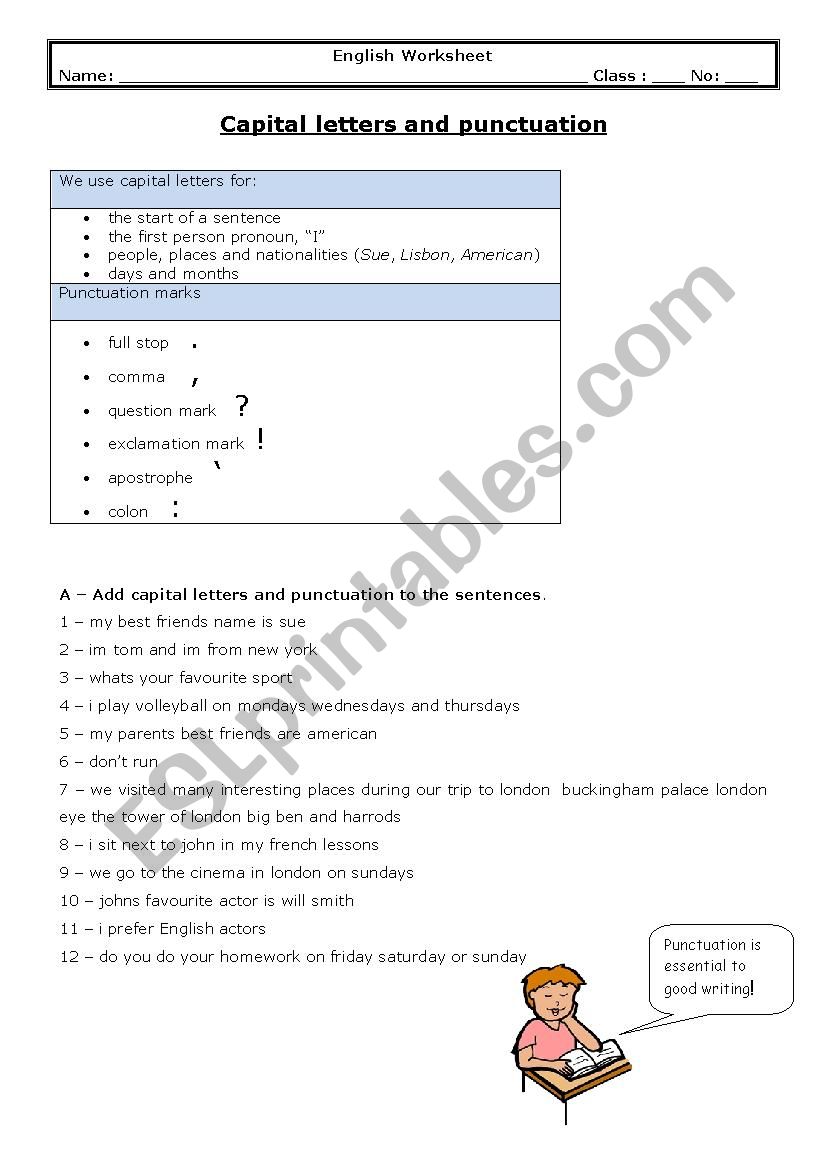 Capital letters and punctuation