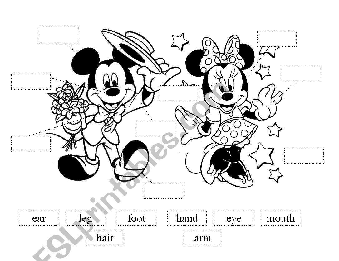 Mickey and Minnie cut and paste body parts