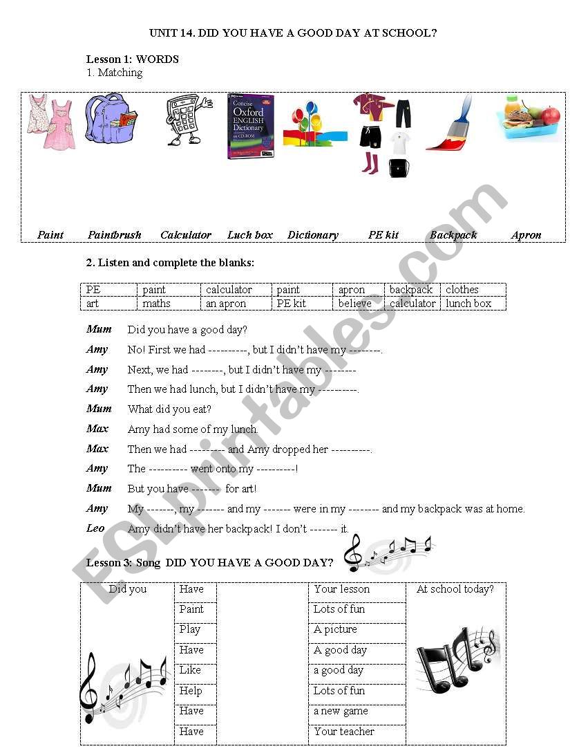 Family and friends 3. Unit 14 worksheet