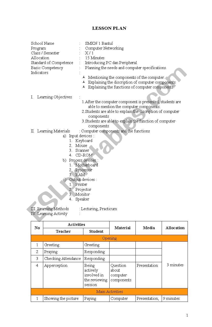 Lesson Plan - Computer Networking