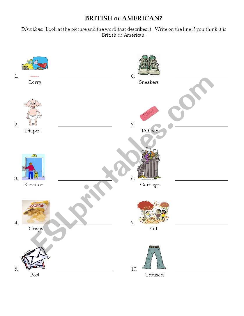 British or American? worksheet