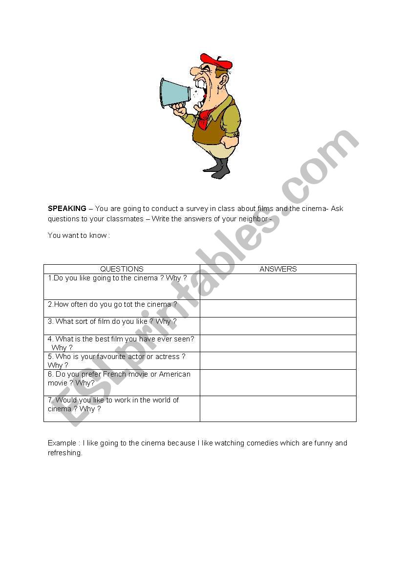 Speaking - movies worksheet