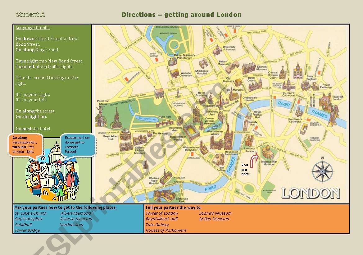 Directions - getting around London - speaking exercise
