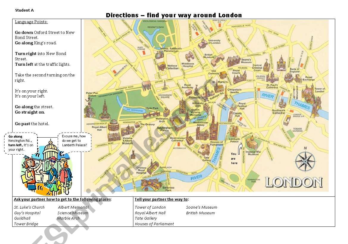 Directions - getting around London - speaking exercise (printer friendly))