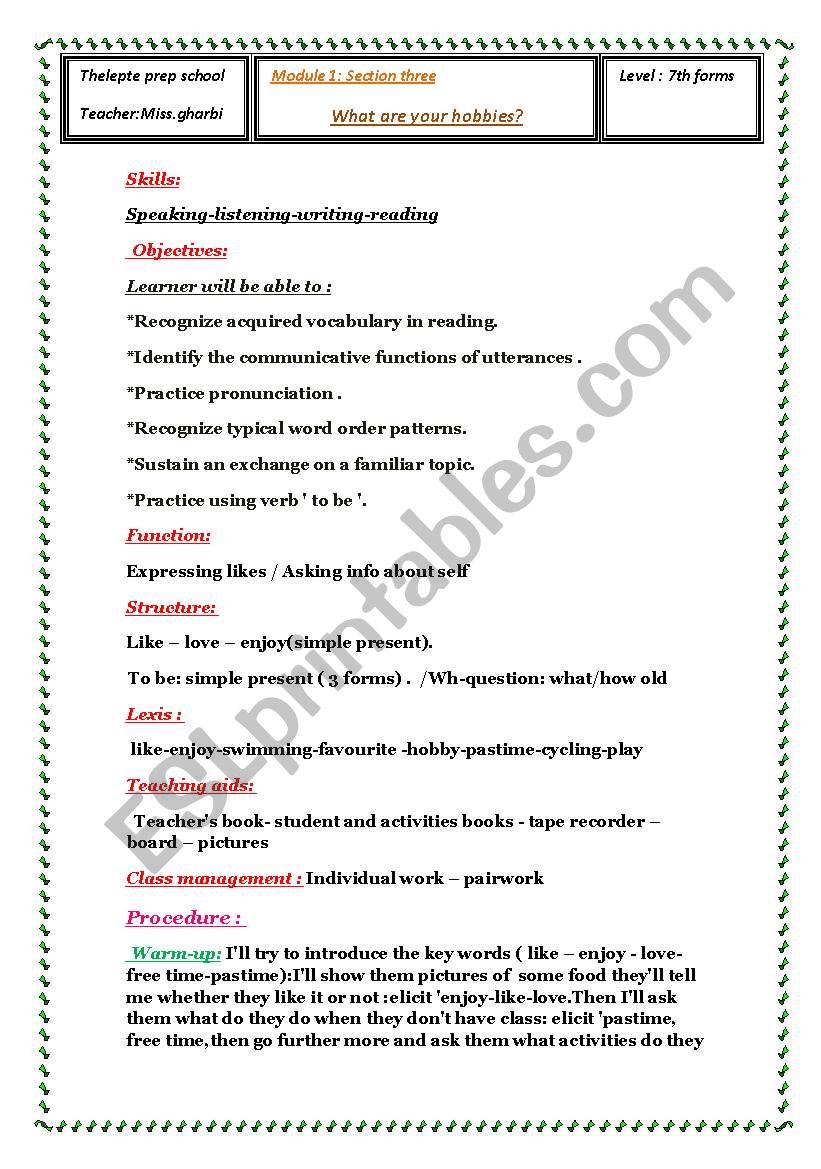project work worksheet