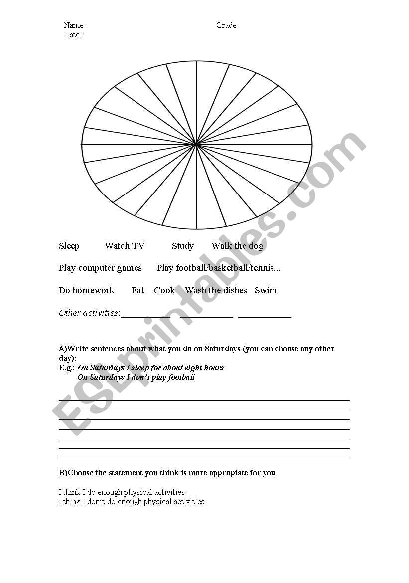 what I do in a day worksheet