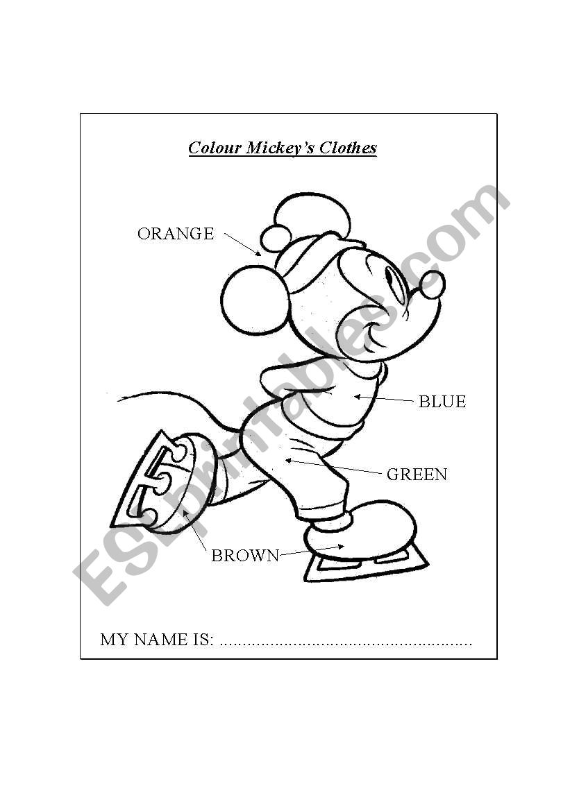 Colour the clothes worksheet