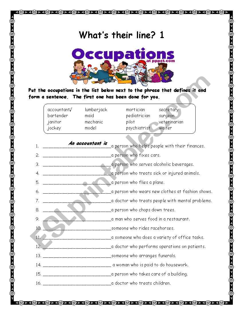 WhatÂ´s their Line? 1 worksheet