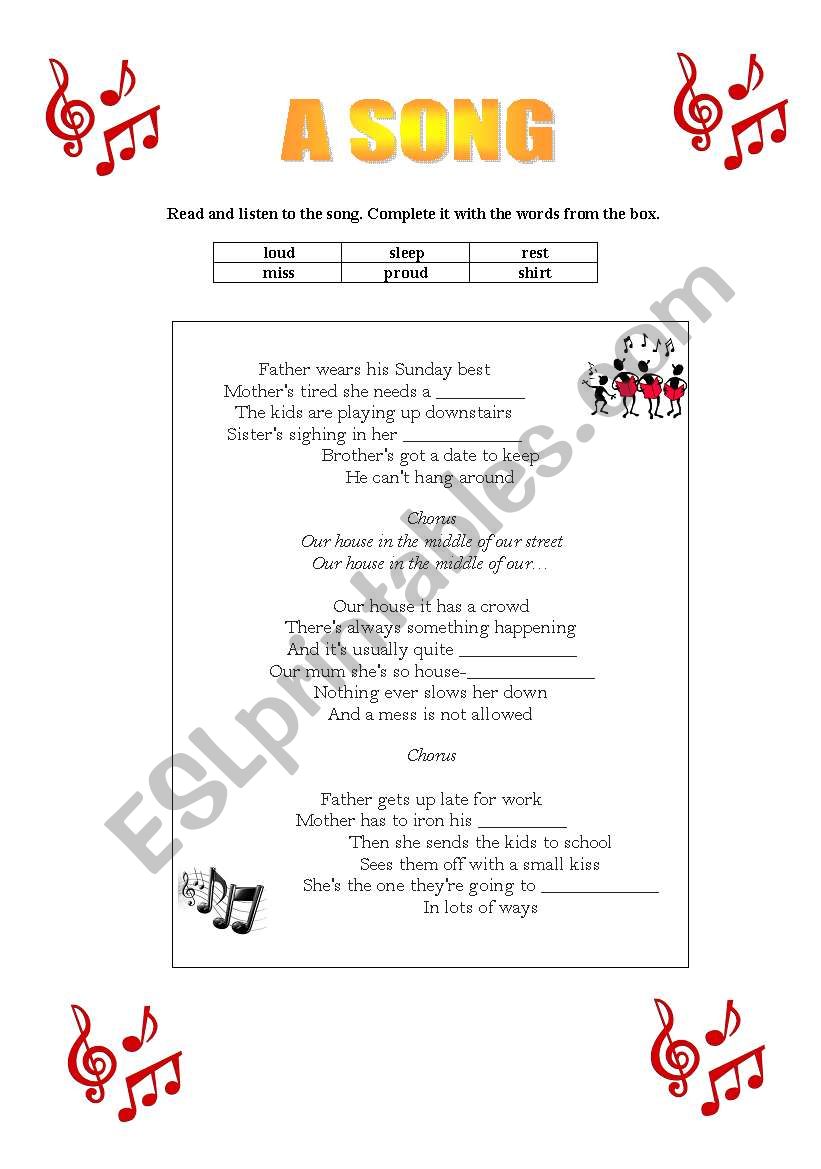 song Our House worksheet