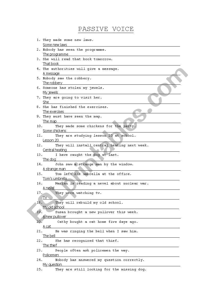 Passive voice worksheet