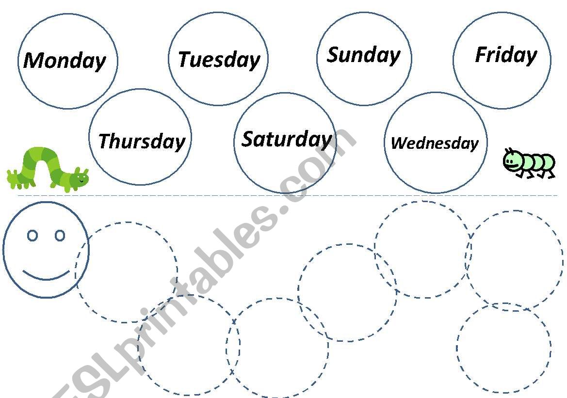 Days of the week caterpillar worksheet
