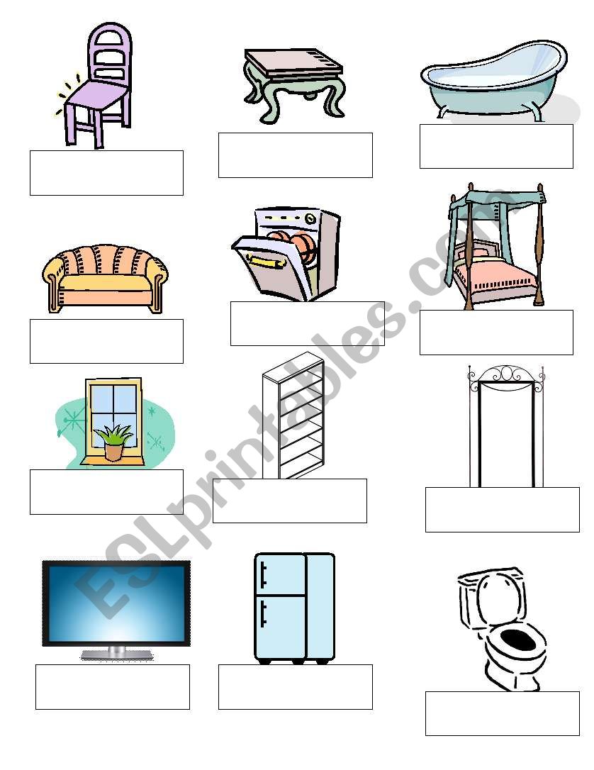 Furniture vocabulary worksheet