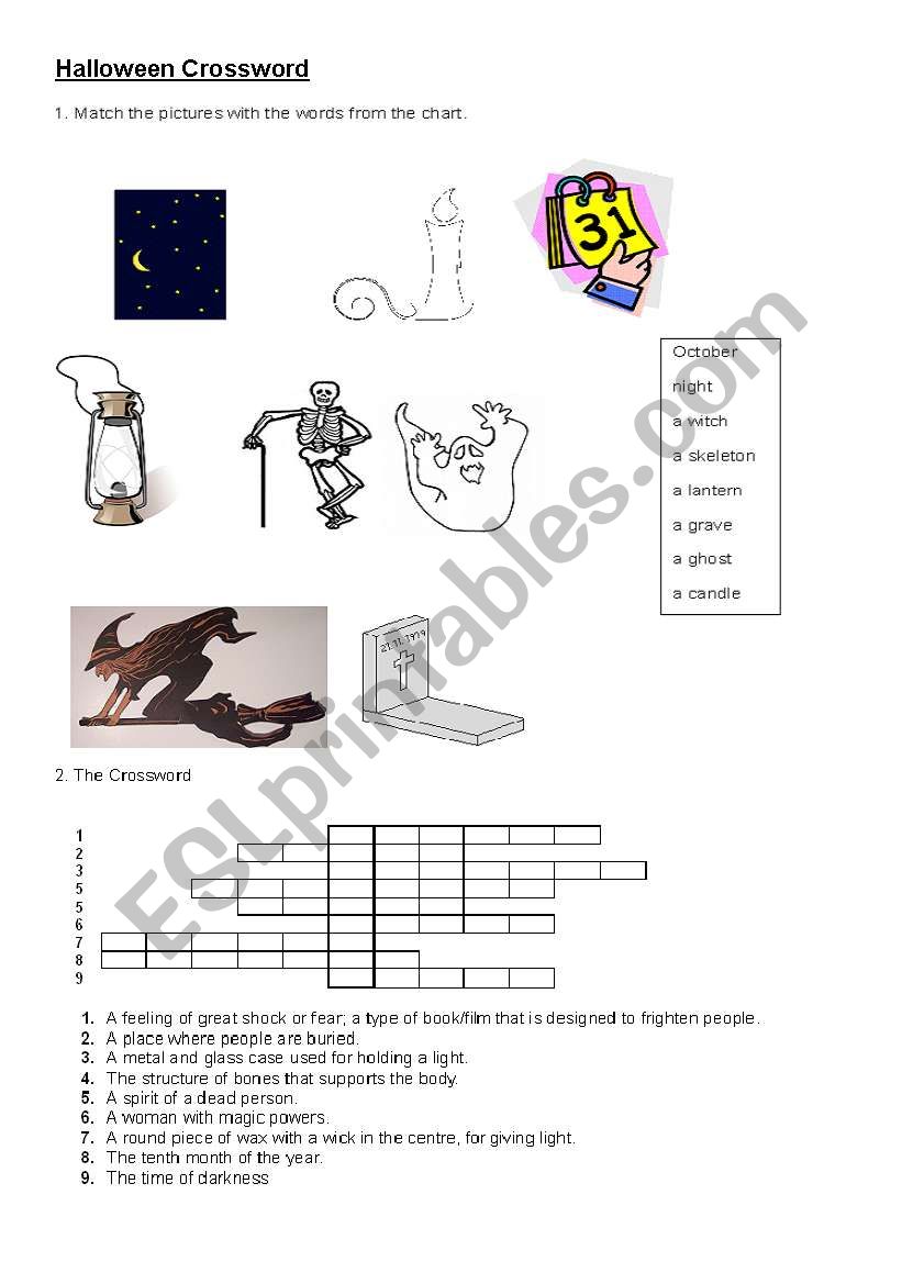 Halloween Crosword worksheet