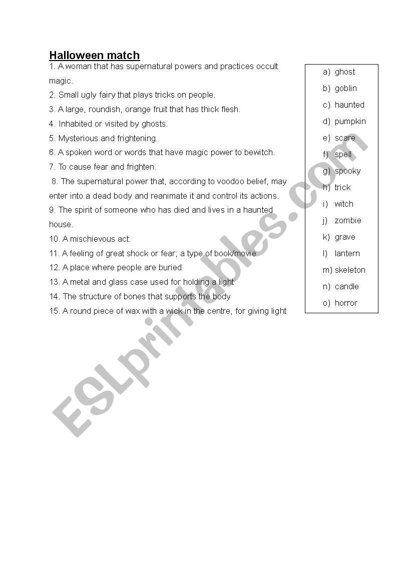 Halloween Match worksheet