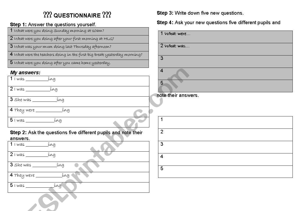 Past progressive excercises worksheet