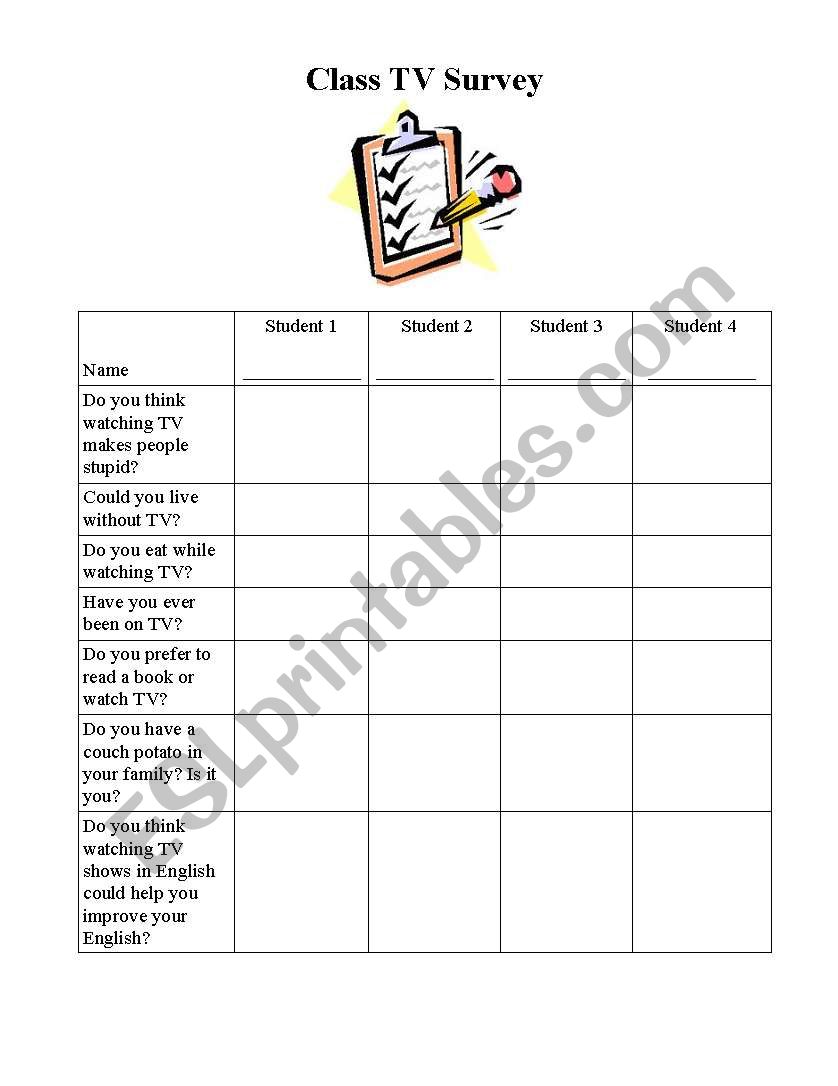 Television Survey worksheet