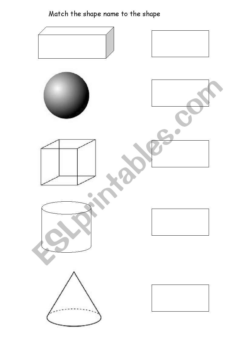 3D Shape match worksheet