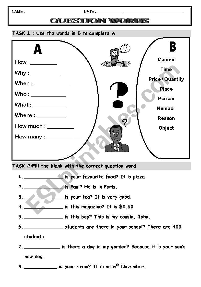 QUESTION WORDS & BE* GRAMMAR GUIDE* EXERCISES* RE-UPLOADED